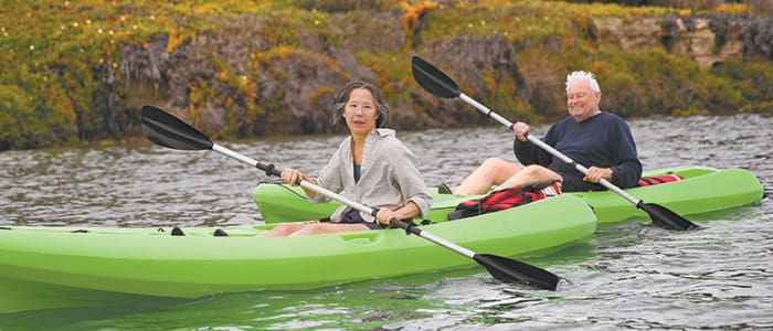 Man and woman kayaking